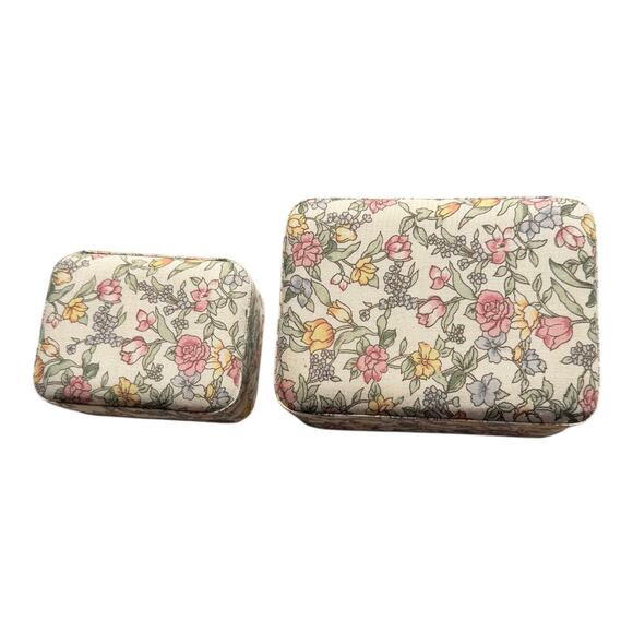 Set of 2 Vintage Liberty Style Floral Fabric Covered Trinket Jewelry Box - Picture 13 of 13